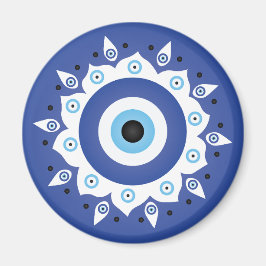 Mandala Griechisch Evil Eye Blue White Magnet