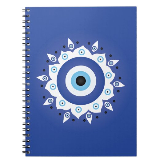 Mandala Griechisch Evil Eye Blue White Notizblock (Vorderseite)