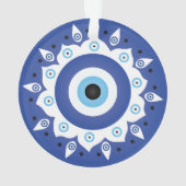 Mandala Griechisch Evil Eye Blue White Ornament (Rückseite)