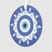 Mandala Griechisch Evil Eye Blue White Ornament (Vorderseite)