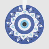 Mandala Griechisch Evil Eye Blue White Ornament (Vorderseite)
