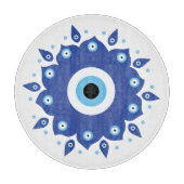 Mandala Griechisch Evil Eye Blue White Schneidebrett (Vorderseite)