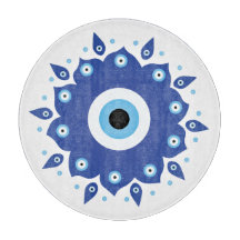 Mandala Griechisch Evil Eye Blue White