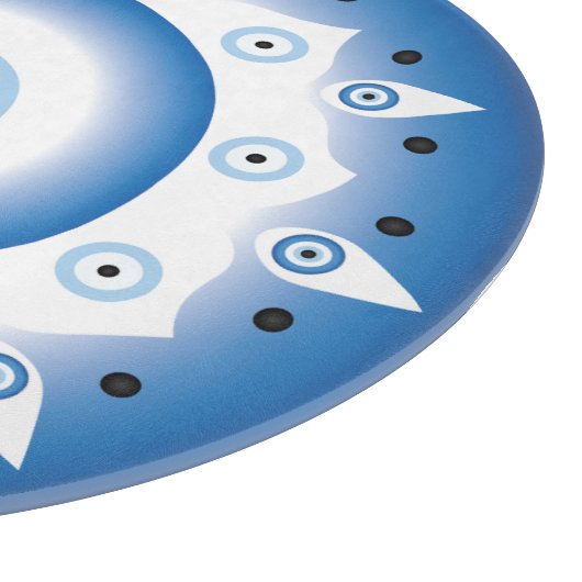 Mandala Griechisch Evil Eye Blue White Schneidebrett (Ecke)