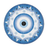 Mandala Griechisch Evil Eye Blue White Schneidebrett (Vorderseite)