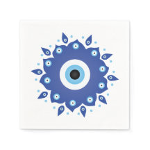 Mandala Griechisch Evil Eye Blue White
