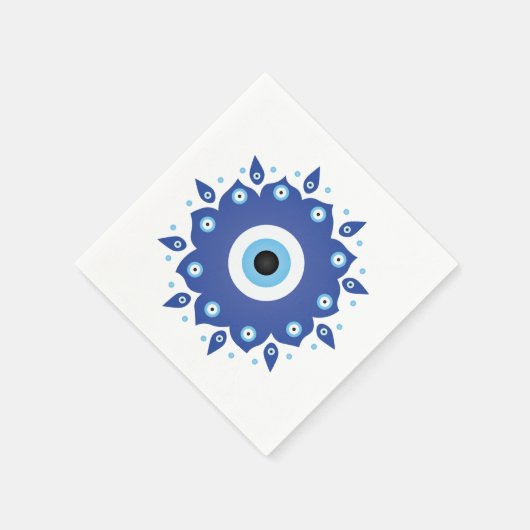 Mandala Griechisch Evil Eye Blue White Serviette (Ecke)