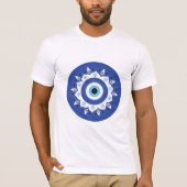 Mandala Griechisch Evil Eye Blue White T-Shirt (Vorderseite)