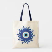 Mandala Griechisch Evil Eye Blue White Tragetasche (Rückseite)