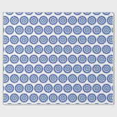 Mandala Griechisch Evil Eye Pattern Blau Weiß Geschenkpapier (Flach)