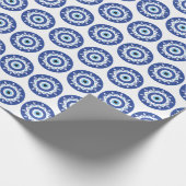 Mandala Griechisch Evil Eye Pattern Blau Weiß Geschenkpapier (Ecke)