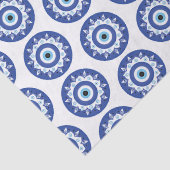 Mandala Griechisch Evil Eye Pattern Blau Weiß Seidenpapier (Detail)