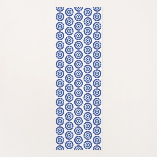 Mandala Griechisch Evil Eye Pattern Blau Weiß Yogamatte (Vorderseite)
