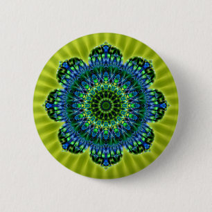 Mandala grün blau hellgrüne Blume Button