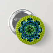 Mandala grün blau | hellgrüne Blume Button (Vorne & Hinten)