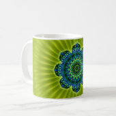 Mandala grün blau | hellgrüne Blume Kaffeetasse (Vorderseite Links)