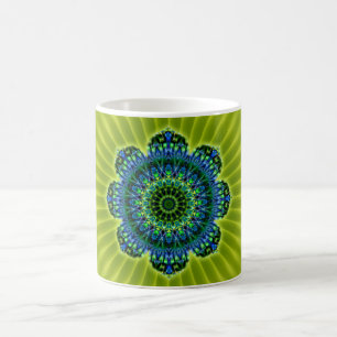 Mandala grün blau   hellgrüne Blume Kaffeetasse