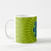 Mandala grün blau | hellgrüne Blume Kaffeetasse (Links)