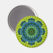 Mandala grün blau | hellgrüne Blume Magnet (Vorderseite/Rückseite)