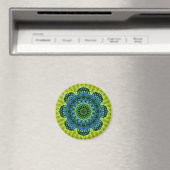 Mandala grün blau | hellgrüne Blume Magnet (In Situ (Geschirrspüler))