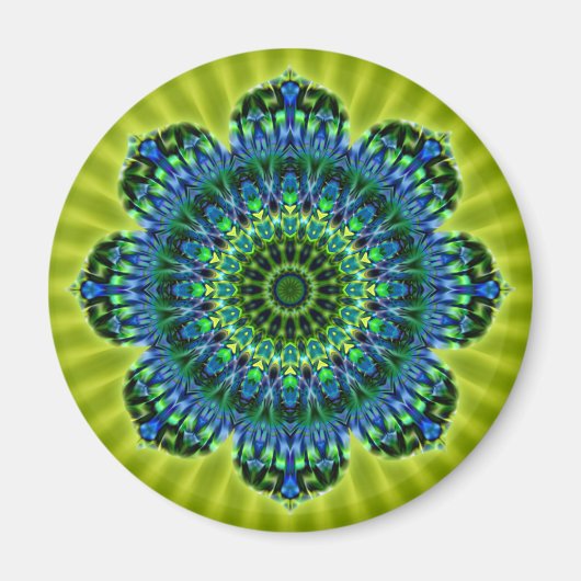 Mandala grün blau | hellgrüne Blume Magnet (Vorne)