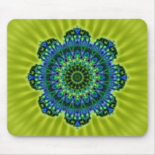 Mandala grün blau hellgrüne Blume Mousepad