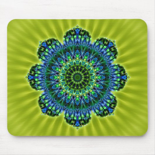 Mandala grün blau | hellgrüne Blume Mousepad (Vorne)