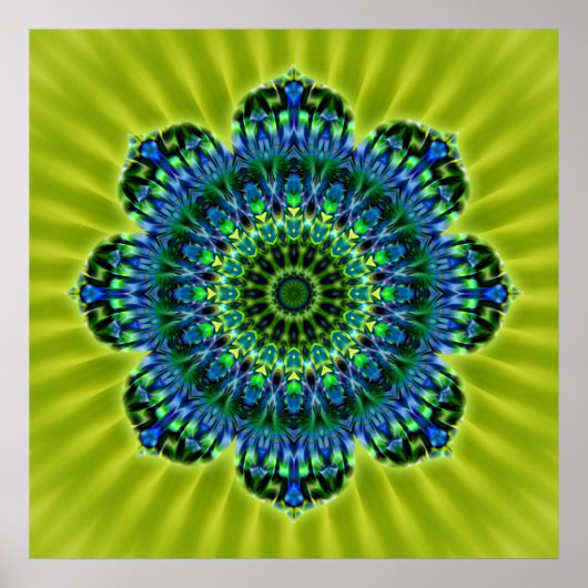 Mandala grün blau | hellgrüne Blume Poster (Vorne)