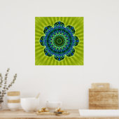 Mandala grün blau | hellgrüne Blume Poster (Küche)