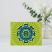Mandala grün blau | hellgrüne Blume Postkarte (Stehend Vorderseite)