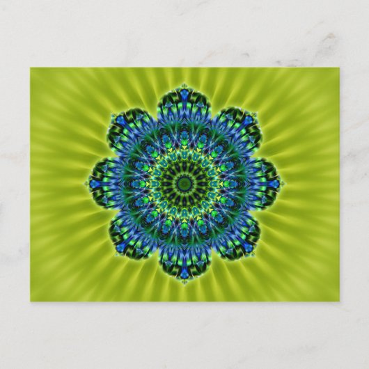 Mandala grün blau | hellgrüne Blume Postkarte (Vorderseite)