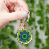 Mandala grün blau | hellgrüne Blume Schlüsselanhänger (Hand)