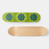 Mandala grün blau | hellgrüne Blume Skateboard (Horizontal)