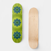 Mandala grün blau | hellgrüne Blume Skateboard (Vorderseite)