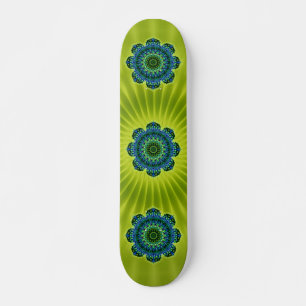 Mandala grün blau   hellgrüne Blume Skateboard