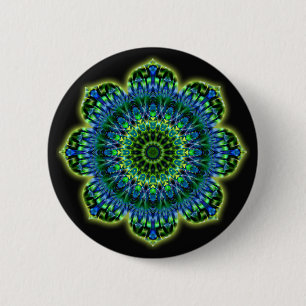 Mandala grün blau   schwarz button
