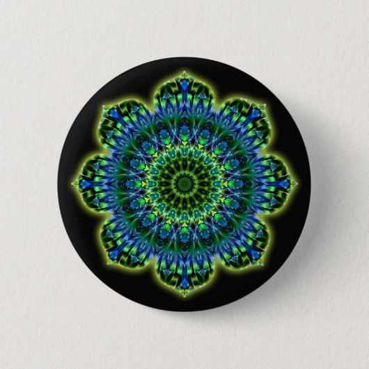 Mandala grün blau | schwarz button (Vorderseite)