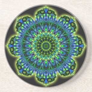 Mandala grün blau schwarz getränkeuntersetzer