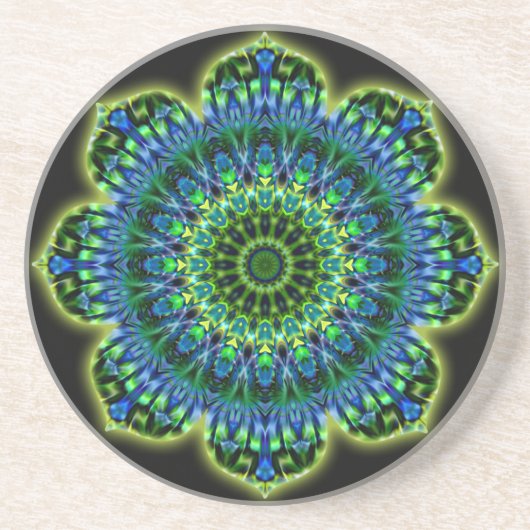 Mandala grün blau | schwarz getränkeuntersetzer (Vorne)