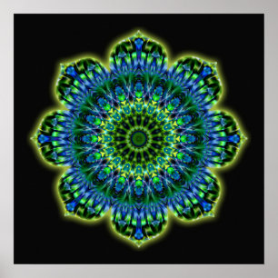 Mandala grün blau schwarz poster