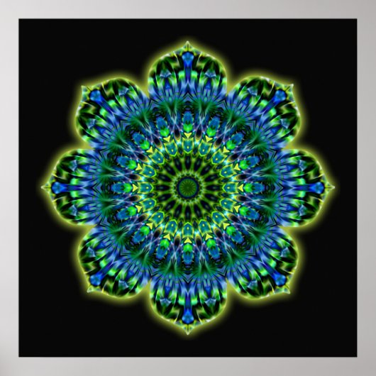 Mandala grün blau | schwarz poster (Vorne)