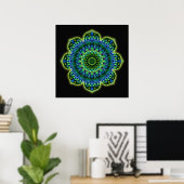 Mandala grün blau | schwarz poster (Heimbüro)