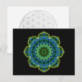 Mandala grün blau | schwarz postkarte (Vorne/Hinten)