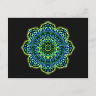 Mandala grün blau schwarz postkarte