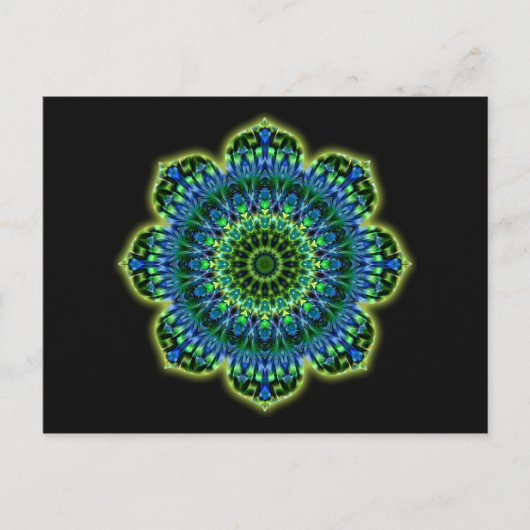 Mandala grün blau | schwarz postkarte (Vorderseite)