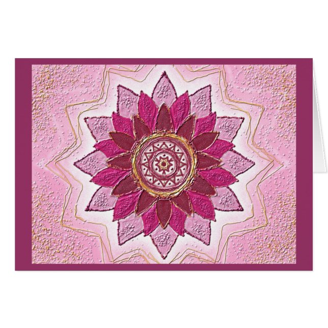 Mandala-Grußkarte 01 I-M Rot/Rosa (Vorderseite (Horizontal))