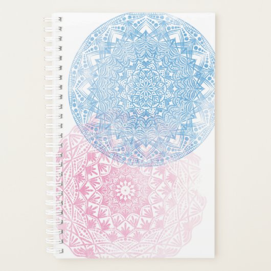 Mandala Half Size Planner blau/rosa Planer (Vorderseite)
