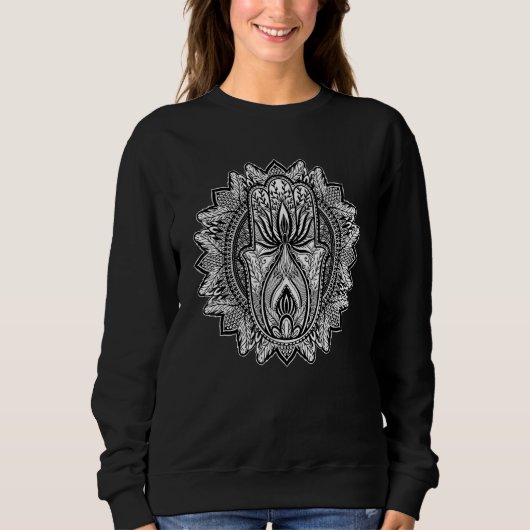 Mandala Hamsa Hand Hindu Meditation Yoga Spiritual Sweatshirt (Vorderseite)