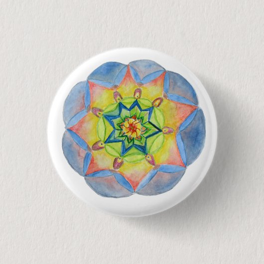 Mandala Hand bemalte Mandala Button (Vorderseite)