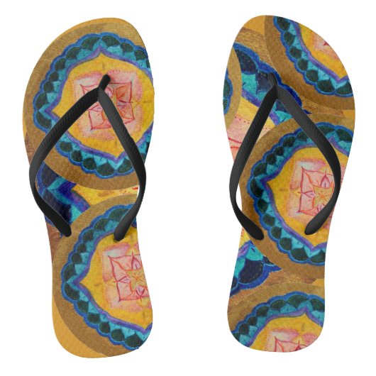 Mandala handgemalt Mandala Pair von Flip Flops Badesandalen (Fußbett)